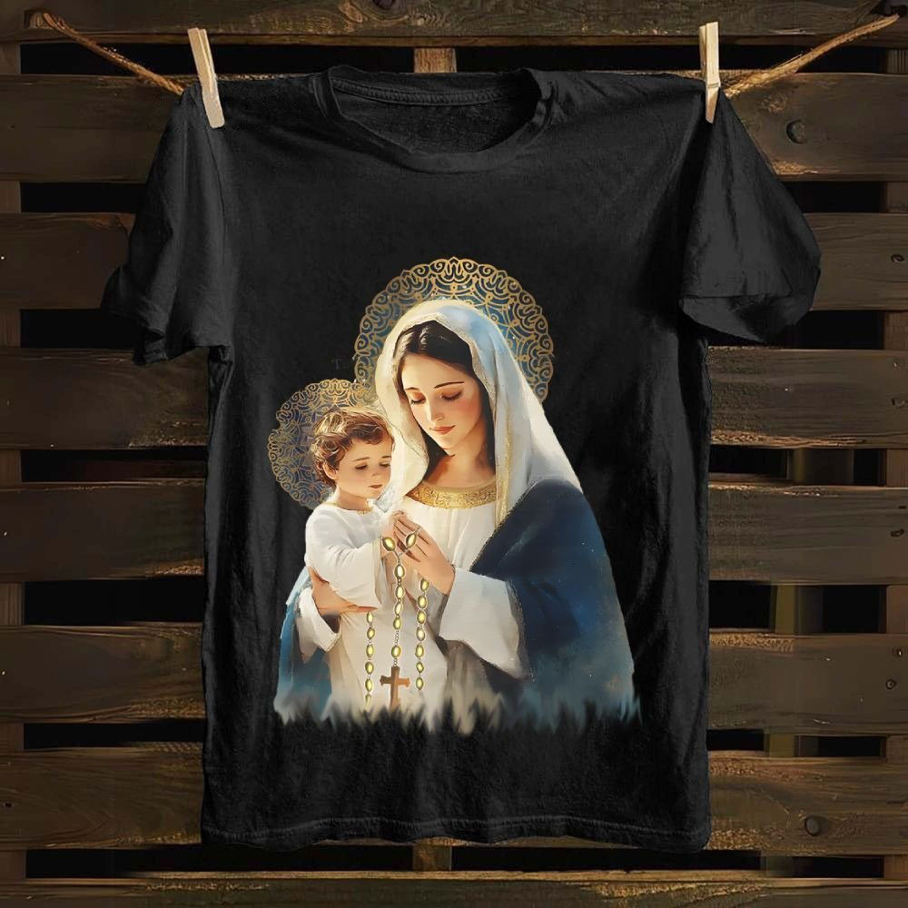 Luminous Sorrow Virgin Mary Tee Holy Mother and Child Religious Christmas Present