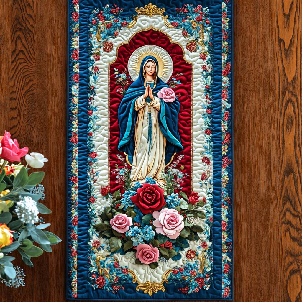 Luminous Virgin Quilted Table Runner Christmas Dinner Decoration Ideas Christian Christmas Gift Ideas