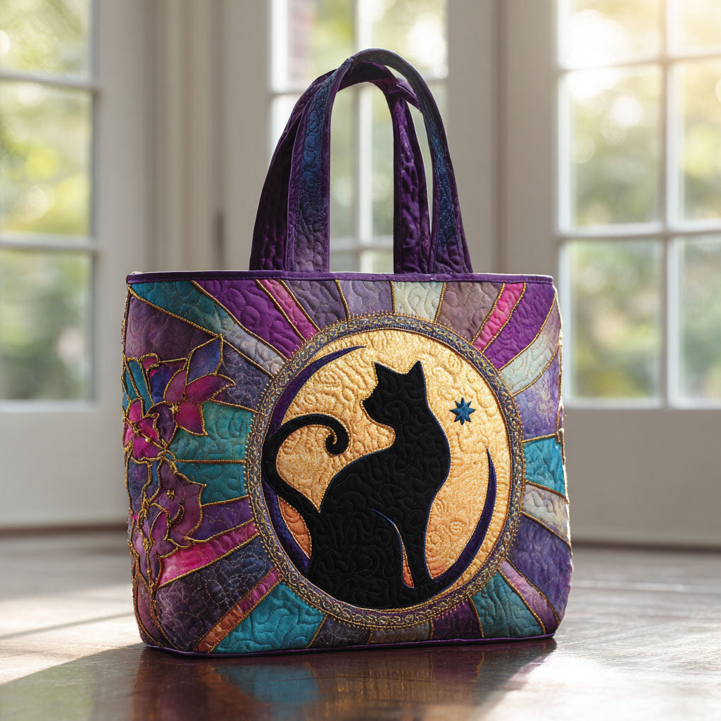 Lunar Charm Quilted Tote Bag Cat Lovers Shop