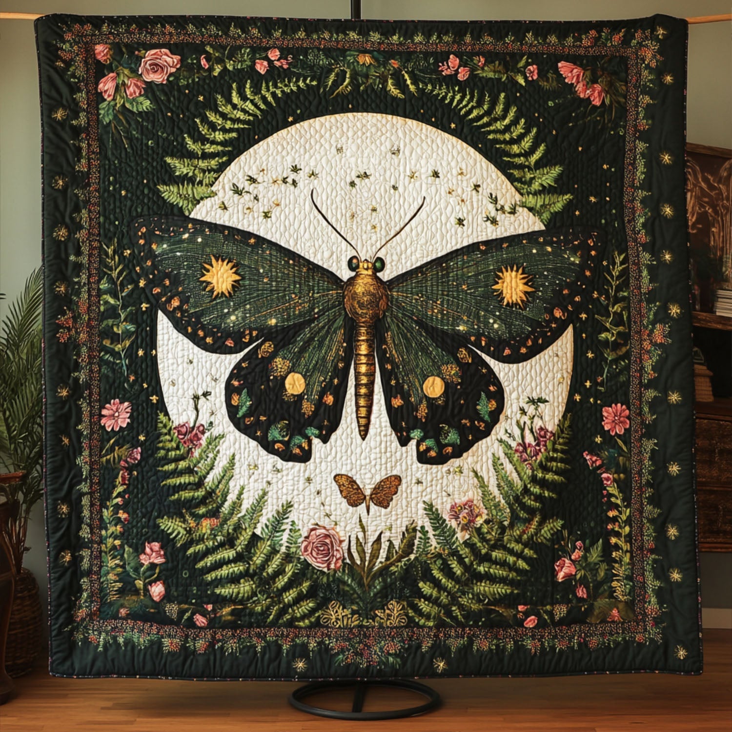 Lunar Dance Quilted Blanket Holiday Throw Blanket Butterfly Gift Ideas For Her
