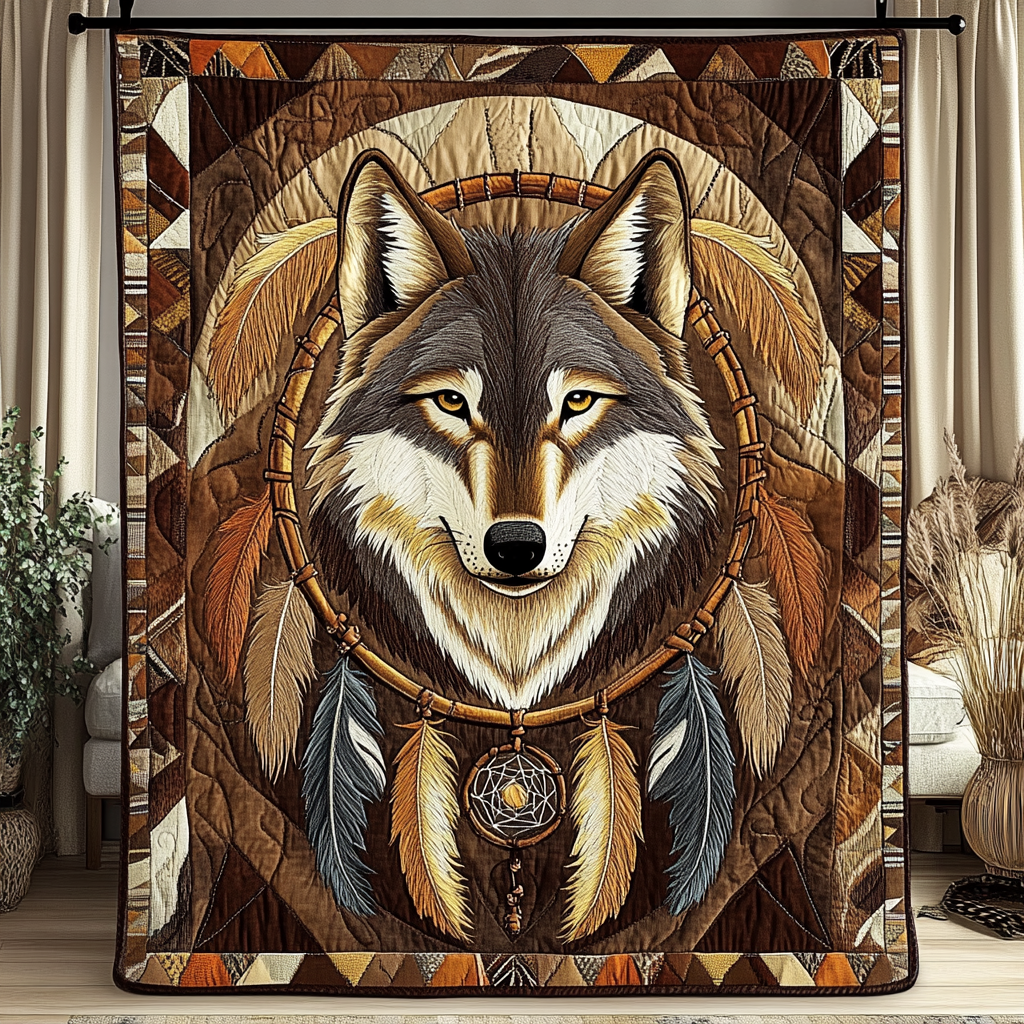 Lunar Howl Quilted Blanket Cute Throw Blanket Gifts With Wolves On Them