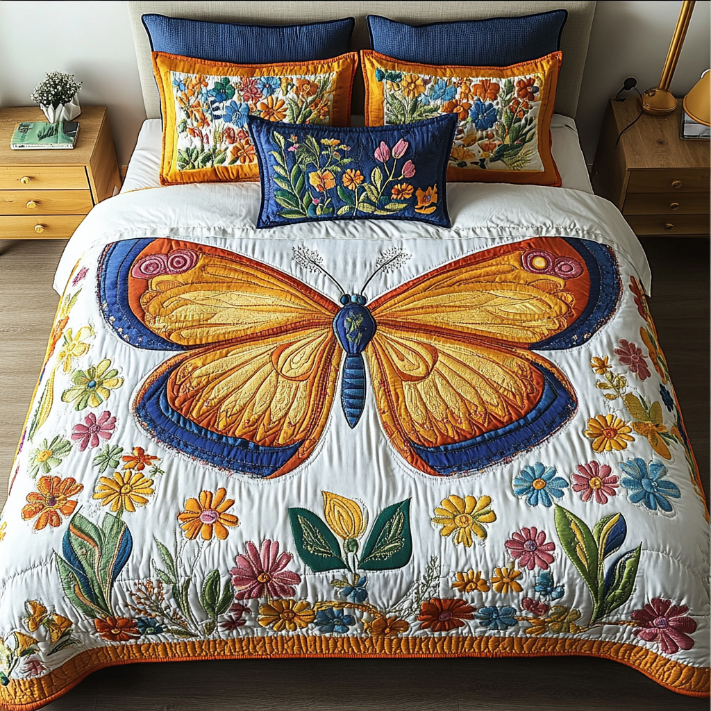 Lunar Moth Quilted Bedding Set Unique Bed Sheet Set Cool Gifts For Butterfly Lovers