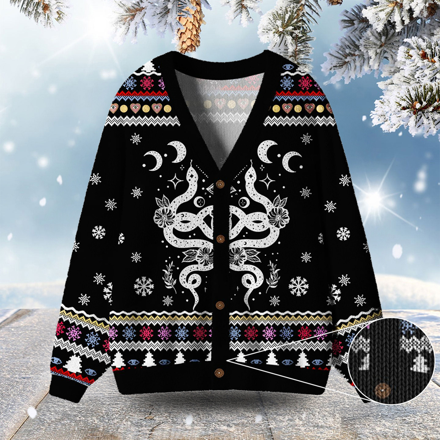 Lunar Serpent Alchemy Ugly Cardigan Sweaters Xmas Party Outfits Christmas Gifts For Him