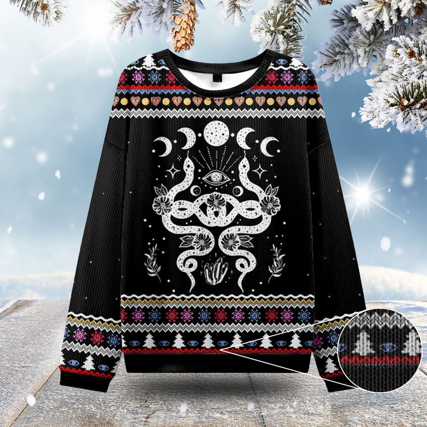Lunar Serpent Alchemy Ugly Christmas Sweatshirts Silly Christmas Sweaters Gifts For Daughter