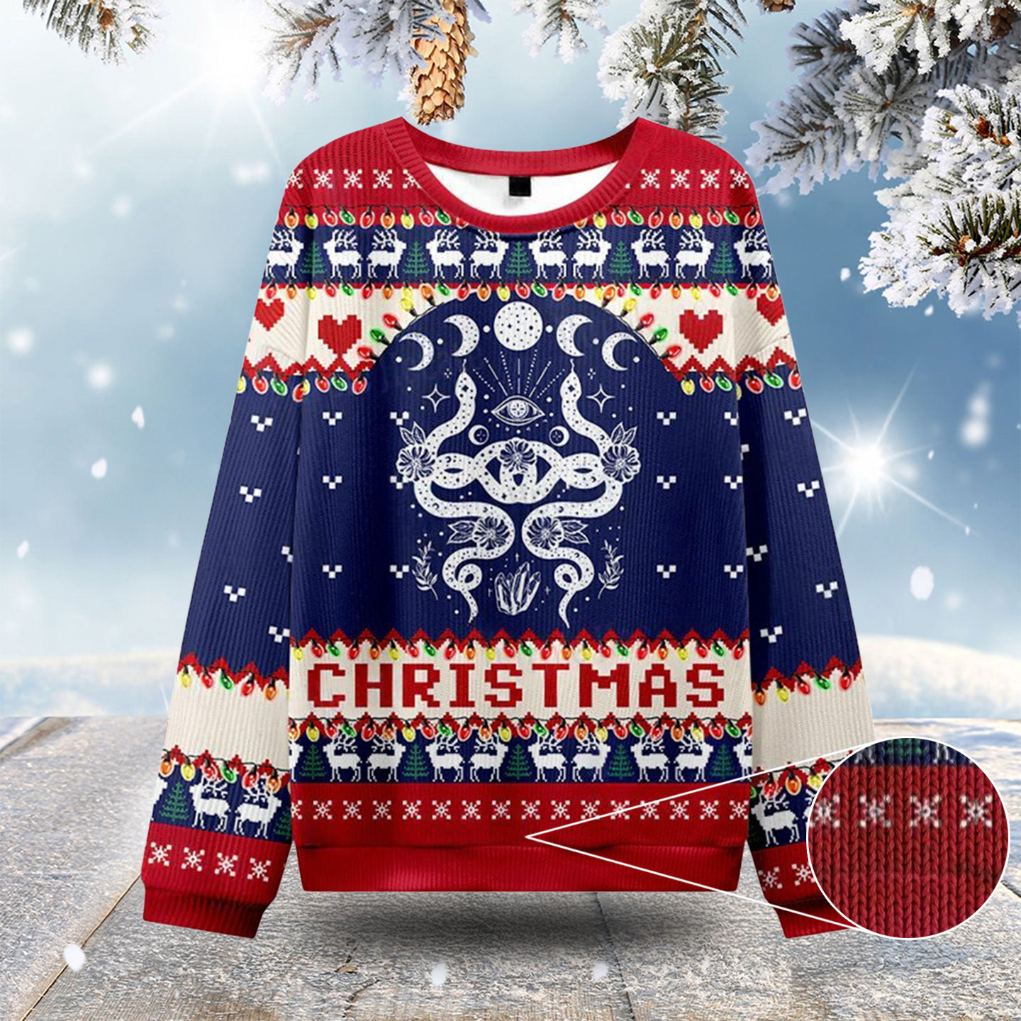 Lunar Serpent Alchemy Ugly Christmas Sweatshirts Ugly Holiday Sweater Gifts For Husband