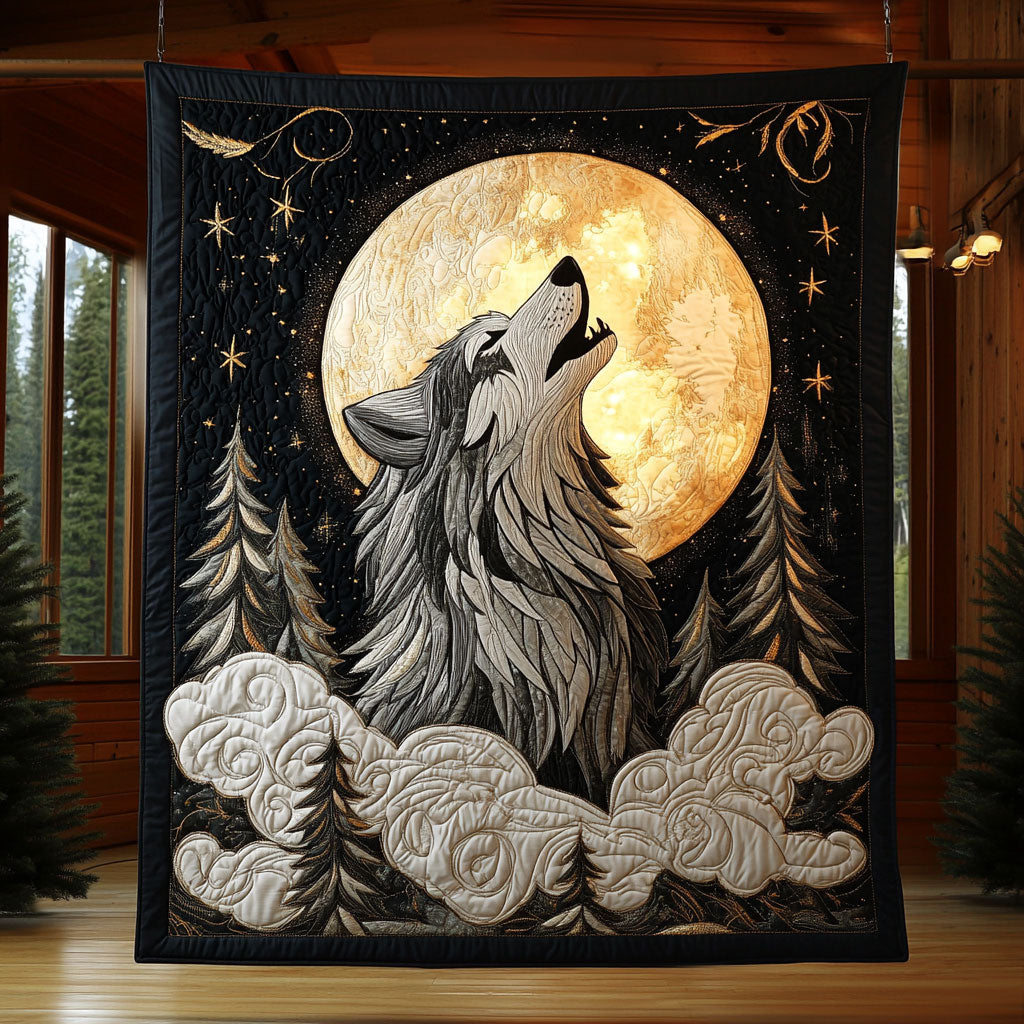 Lunar Spirit Wolf Quilt Charming Quilt Blanket Gift for Festive Spirit