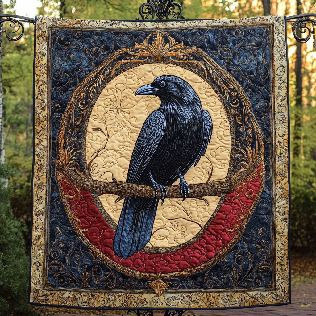 Lunar Whisper Quilted Blanket Gift Ideas For Raven Bird Lovers