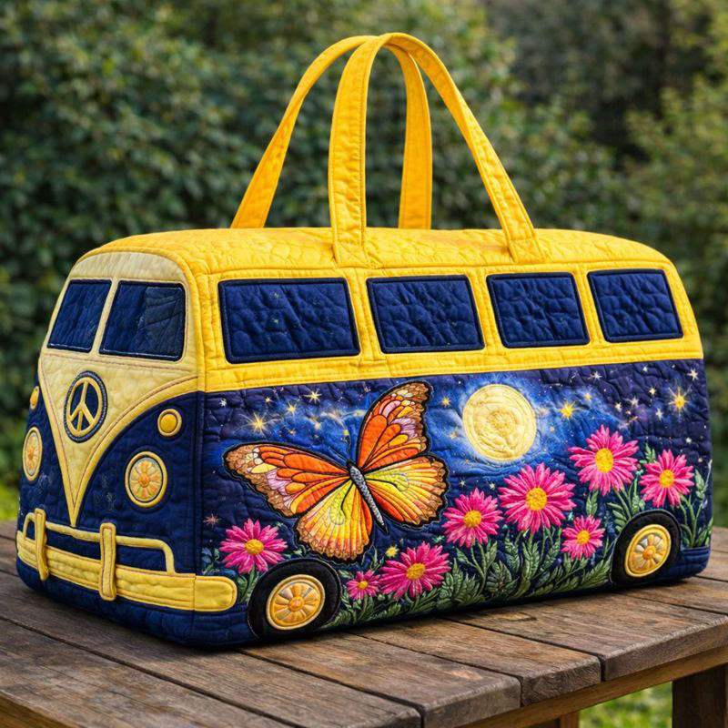 Lunar Wings Ride Butterfly Van Quilted Duffle Bag Moon Floral Travel Bag Best Gift For Women Her
