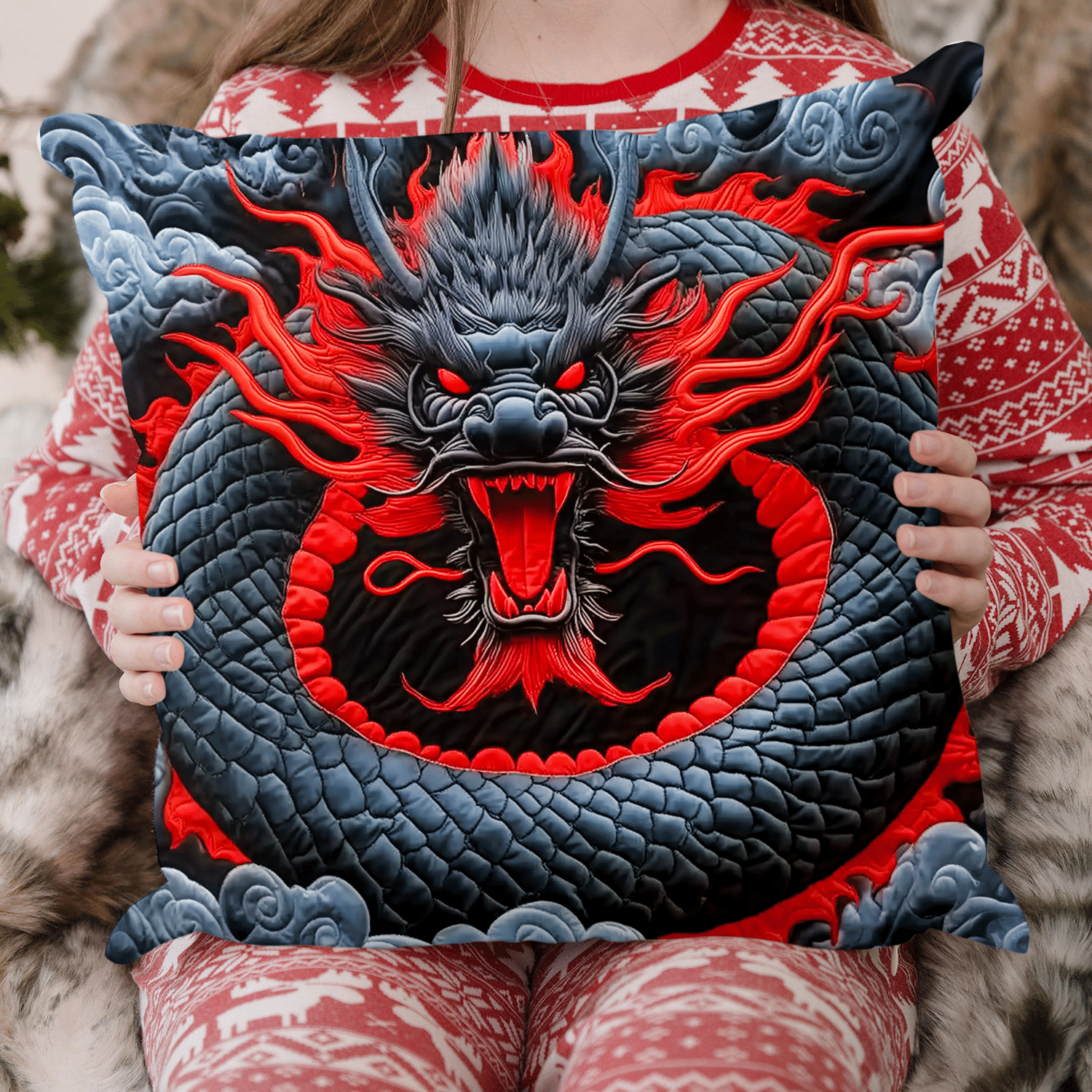 Lunar Wrath Quilted Pillow Case Snowflake Christmas Pillow Cover