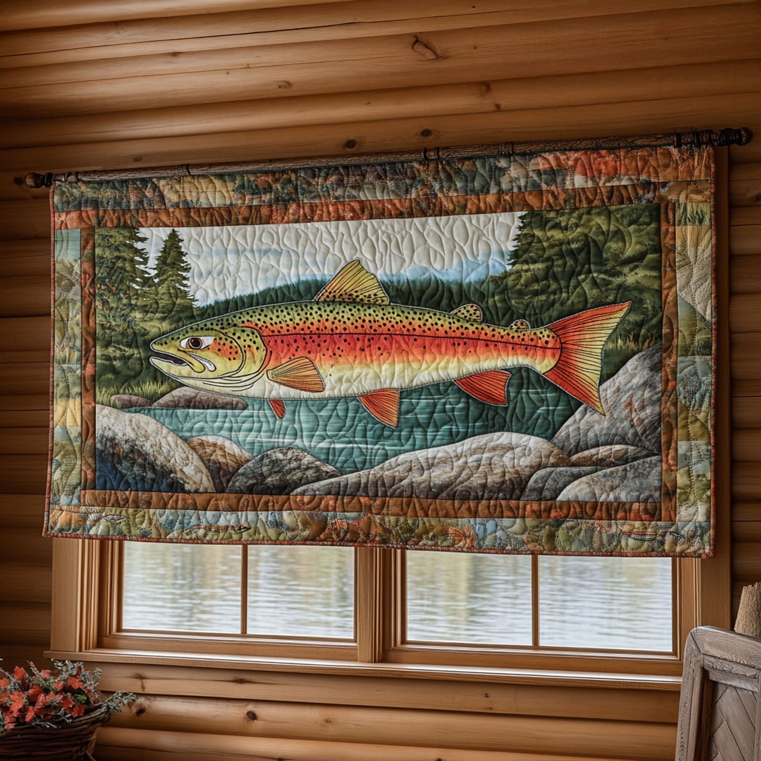 Lure of the Lake Quilted Valance House Decor Items Unique Gifts For Fishermen