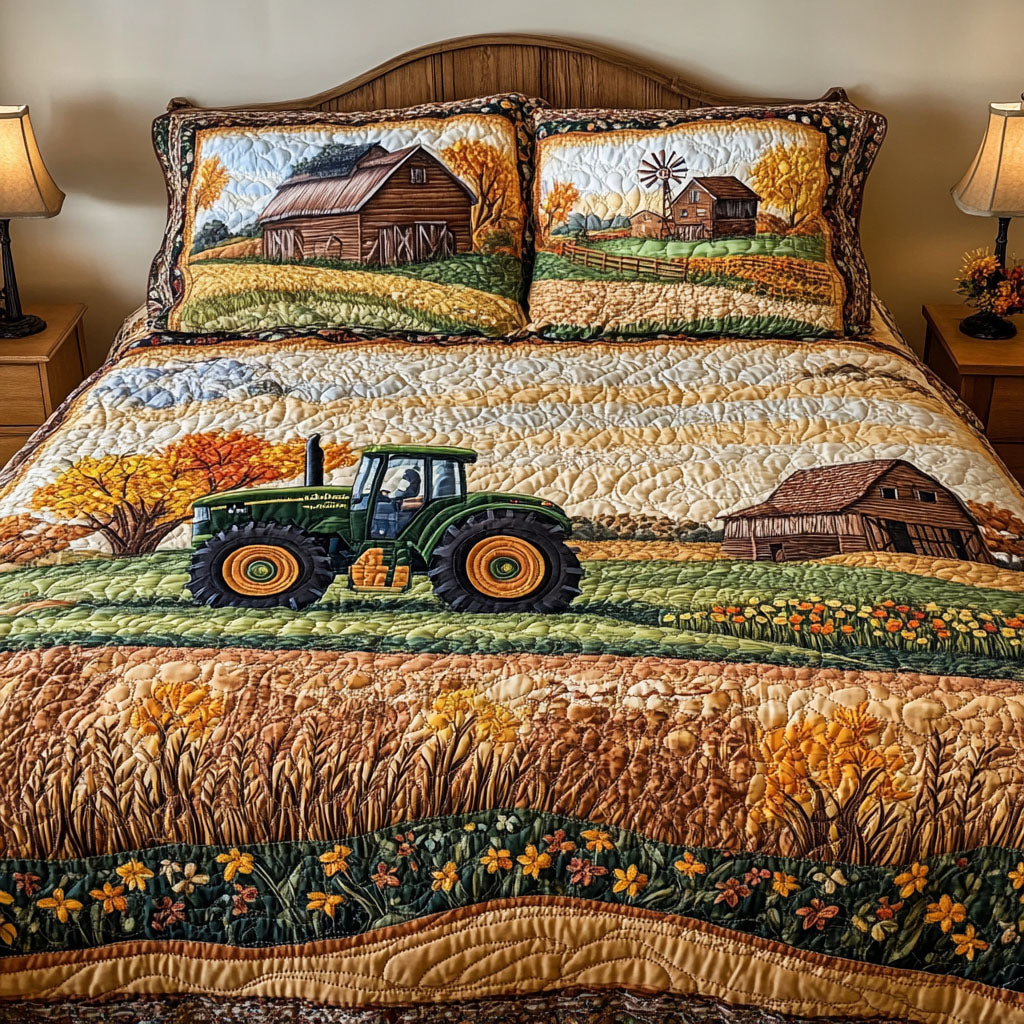 Lush Autumn Landscape Quilted Bedding Set Cool Bedroom Decor Gift For Mid Autumn Festival