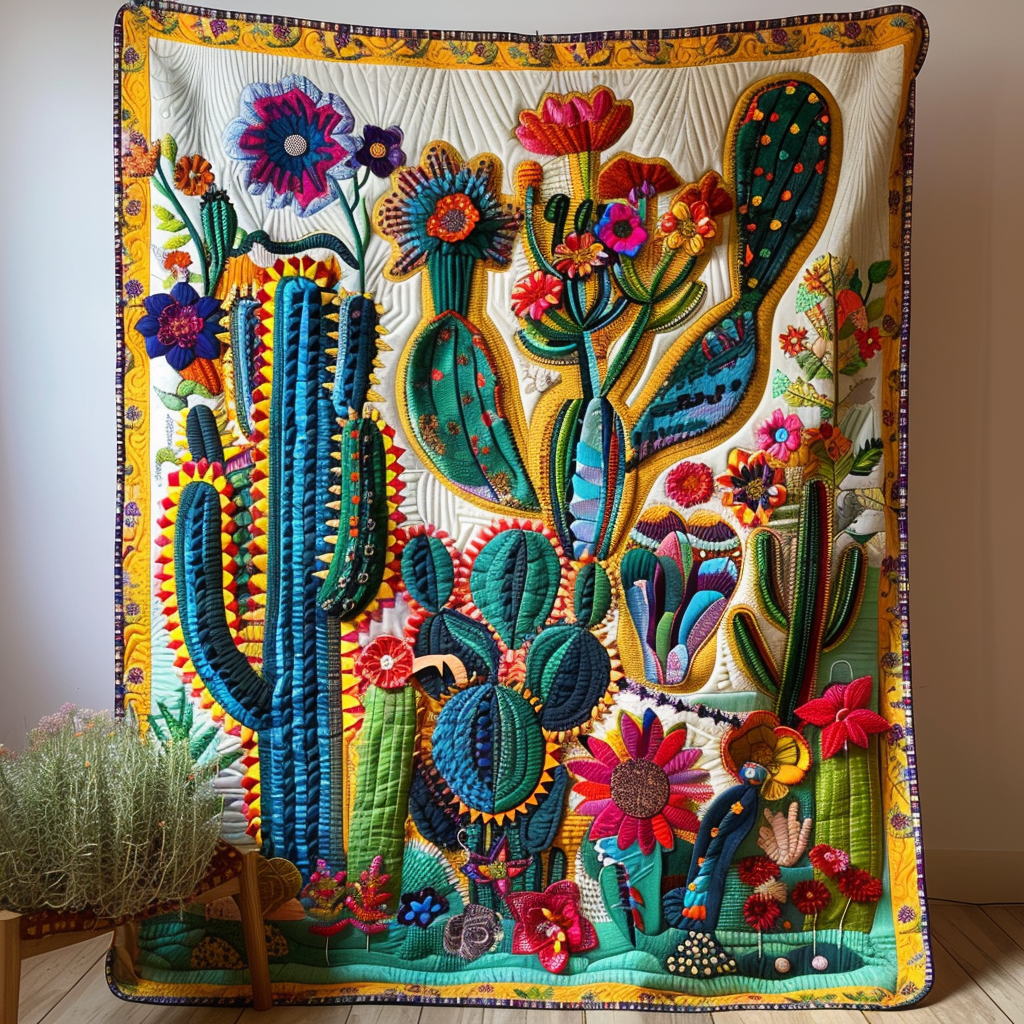Lush Cacti Fantasy Quilted Blanket Cute Christmas Blankets