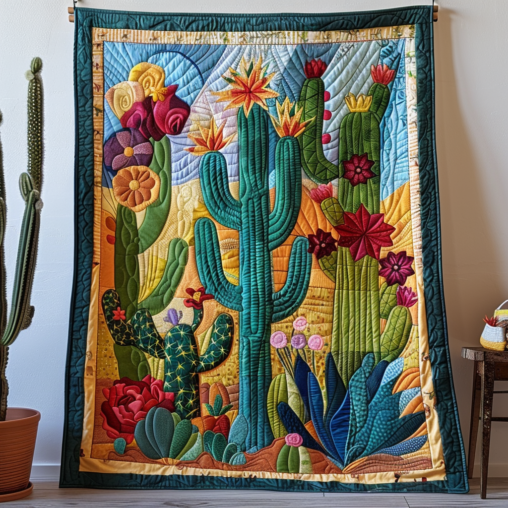 Lush Cacti Fantasy Quilted Blanket Cute Christmas Blankets