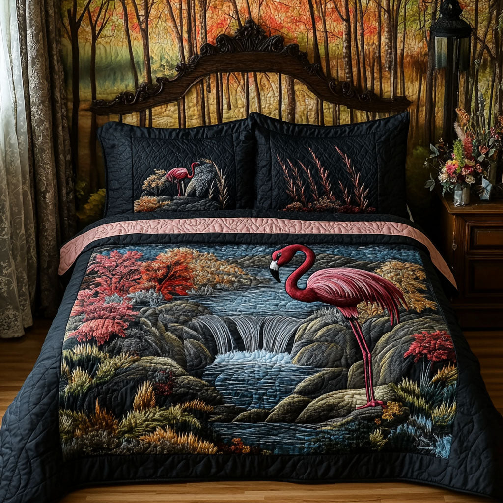 Lush Flamingo Vista Quilted Bedding Set Bed Decorations Cool Flamingo Gifts