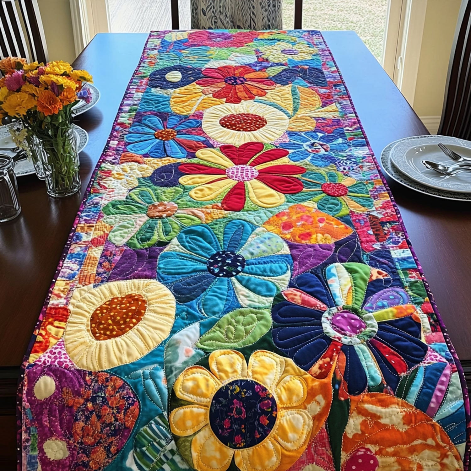 Lush Garden Quilted Table Runner Dining Room Decor Ideas Christmas Floral Gifts