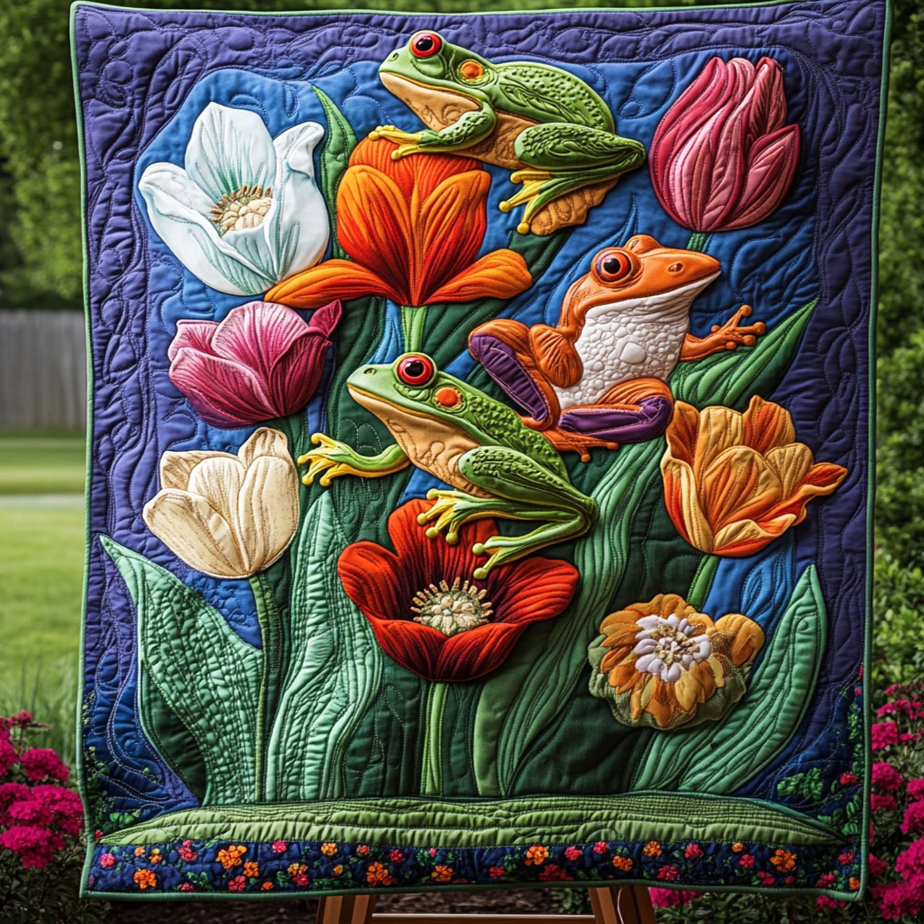 Lush Leap Lodge Quilted Blanket Bed Room Decor Frog Christmas Gifts