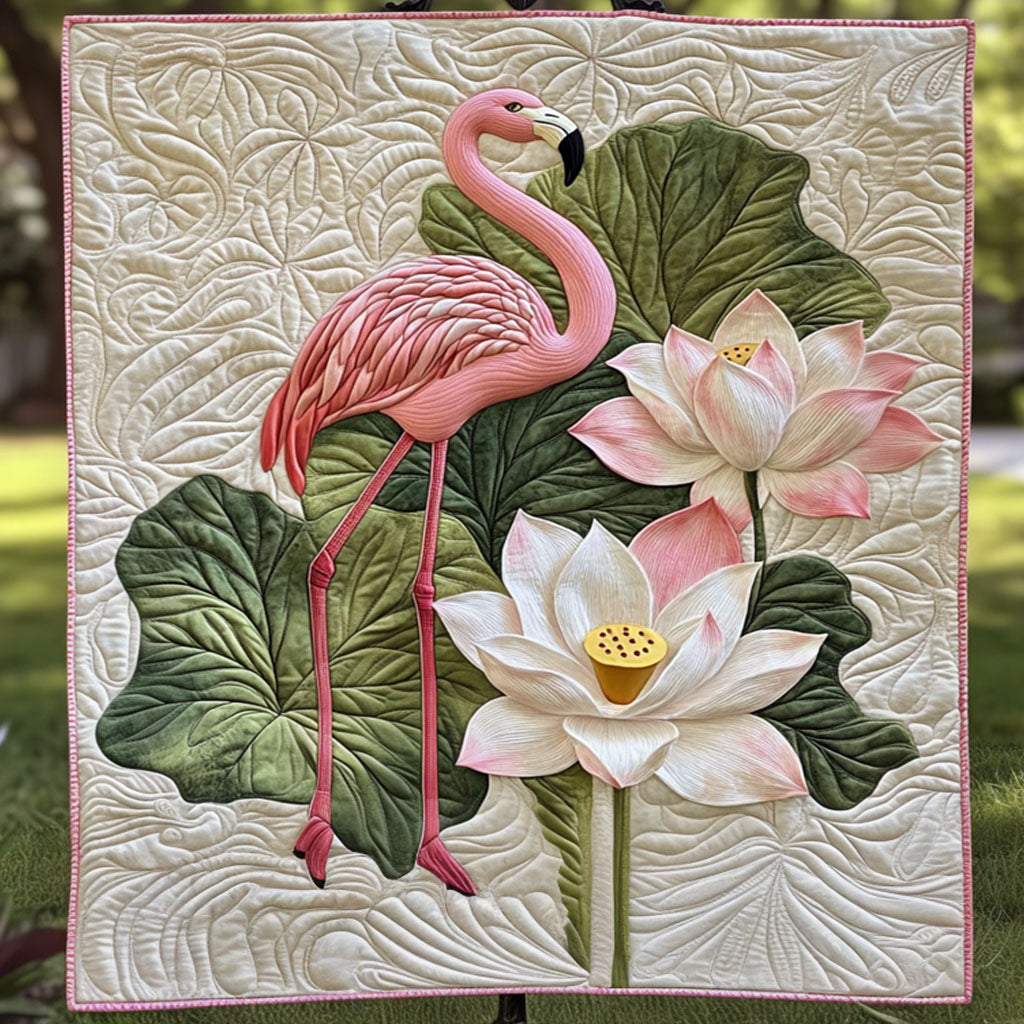 Lush Lotus Quilted Blanket Winter Decor Blanket Flamingo Inspired Gifts