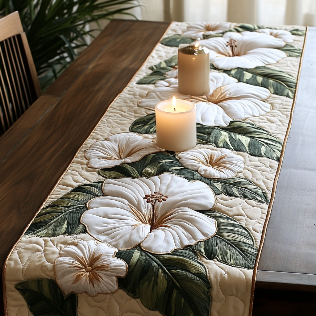 Luxe Petals Quilted Table Runner Floral Table Runner Unique Gifts Family