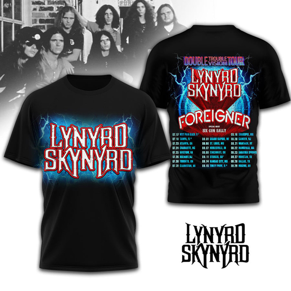 Lynyrd Skynyrd And Foreigner Double Trouble Vision Tour T-Shirt Lynyrd Skynyrd Merch
