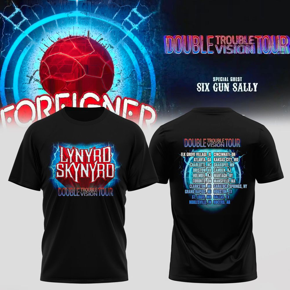 Lynyrd Skynyrd Double Trouble Double Vision Tour T-Shirt Lynyrd Skynyrd Merch Gifts For Fans