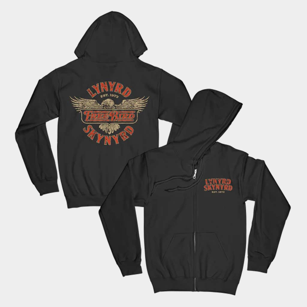 Lynyrd Skynyrd Merch Freebird Badge Zip Hoodie Gifts For Rock Band Fans