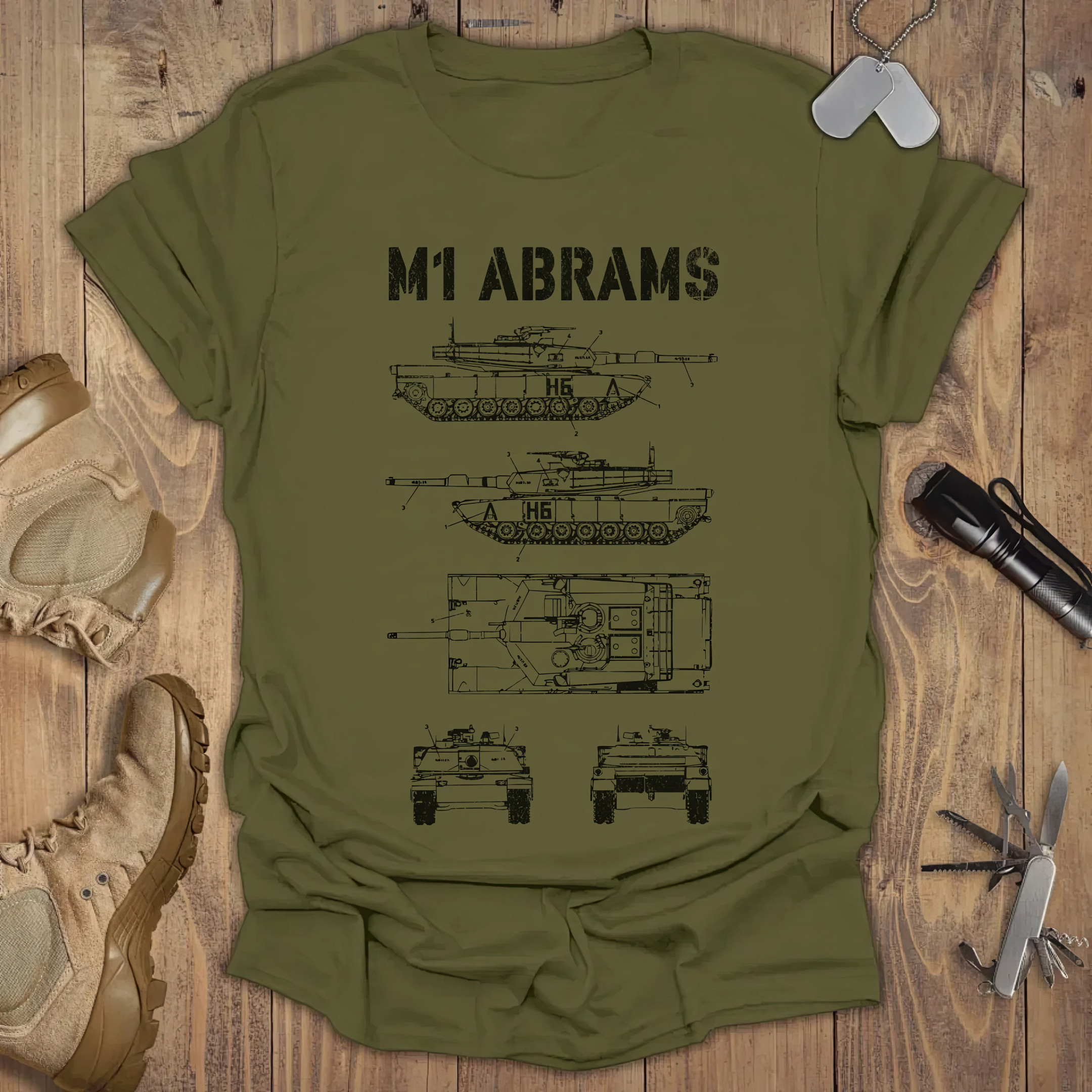 M1 Abrams Blueprint T-shirt Military Tees Gifts For Expecting Mothers