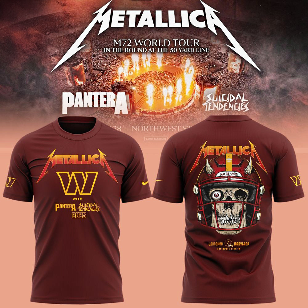 M72 World Tour With Pantera And Suicidal Tendencies x Washington Commanders T-Shirt 2025 Gift For Concert Lover