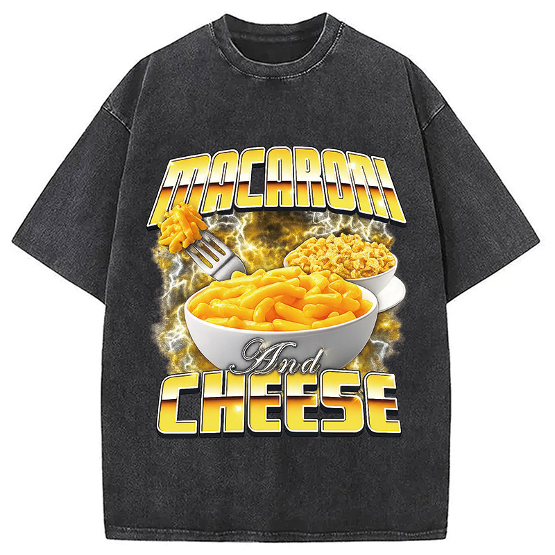 Macaroni and Cheese Meme Washed T-Shirt Casual Vintage Everyday Look Gifts For Besties