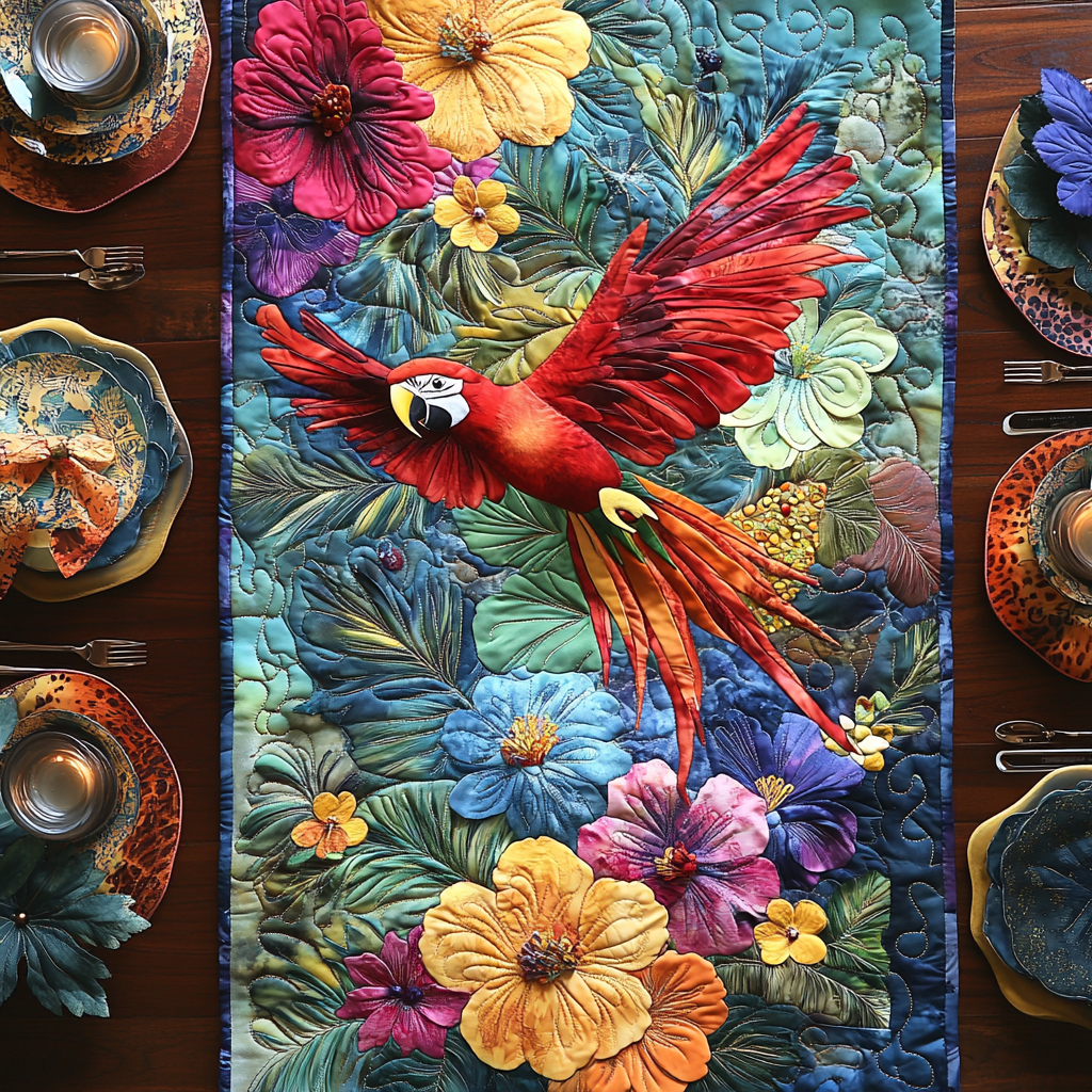 Macaw Magic Quilted Table RunnerNatural Table Runner Gifts For Father In Law