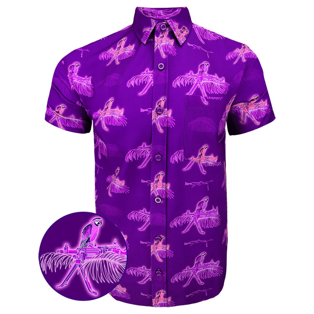 Macaws Purple Button Down Shirt Outdoor Hawaiian Tactical Shirt Good Gifts For Him Macaws Purple Button Down Shirt Outdoor Hawaiian Tactical Shirt Good Gifts For Him