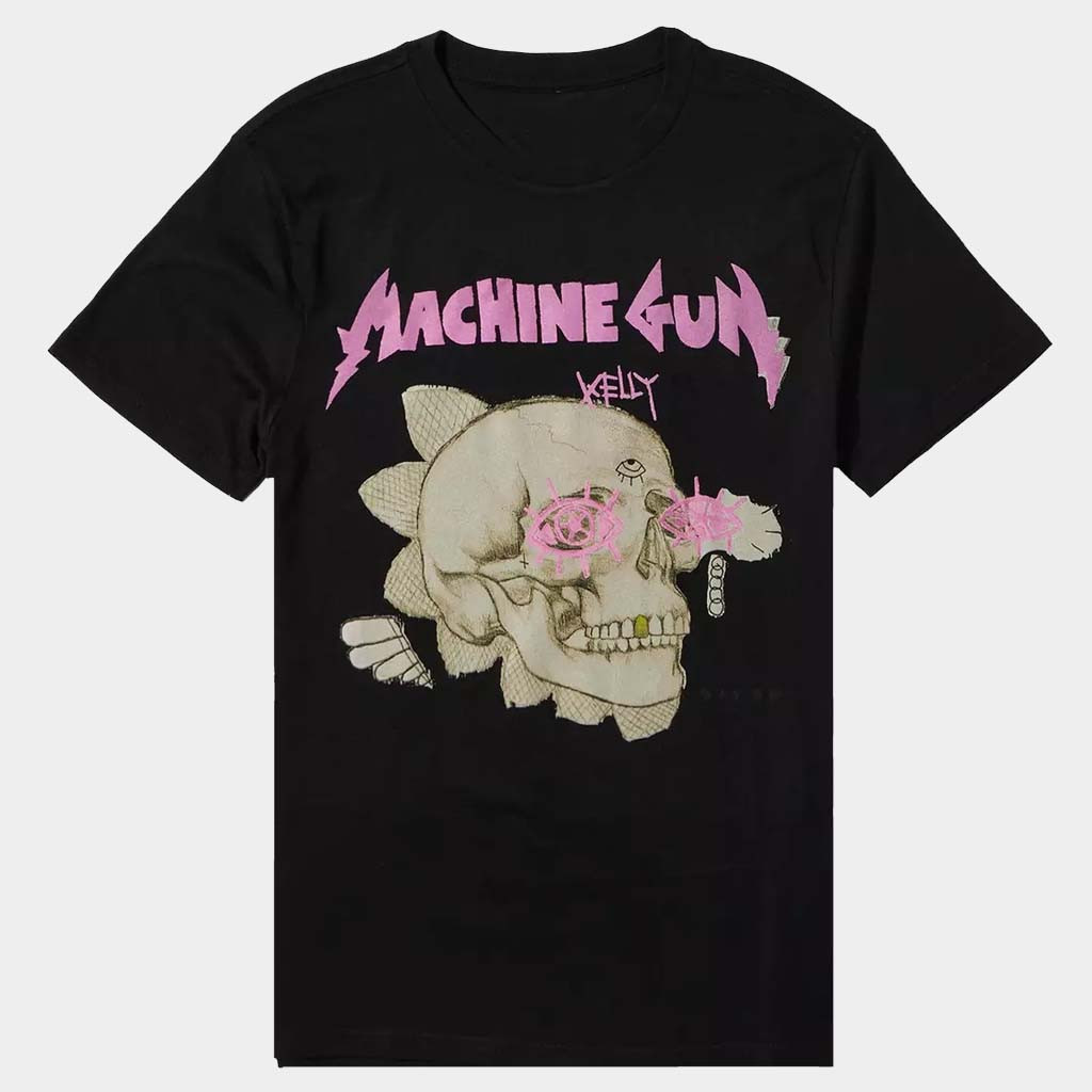 Machine Gun Kelly Merch Machine Gun Kelly Pink Skull Boyfriend Fit Girls T-Shirt Gifts For Fans