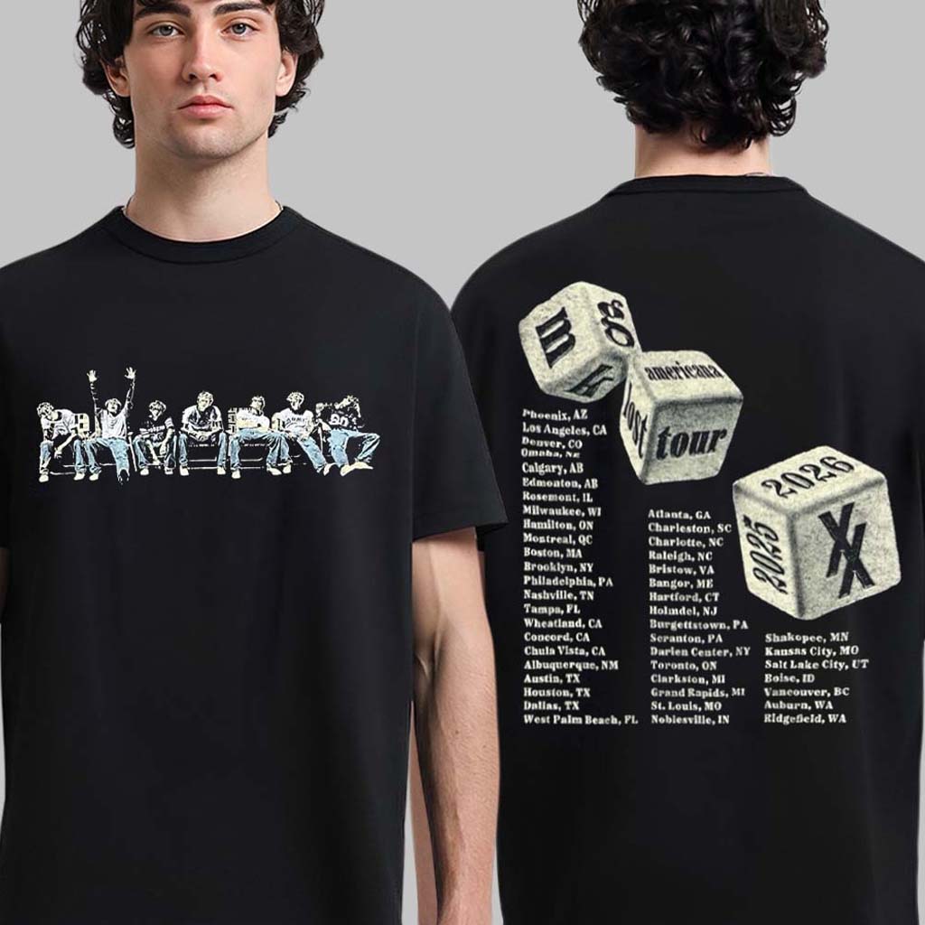 Machine Gun Kelly Merch MGK Lost Americana Tour 2025 2026 Shirt The Dice With City List T-Shirt