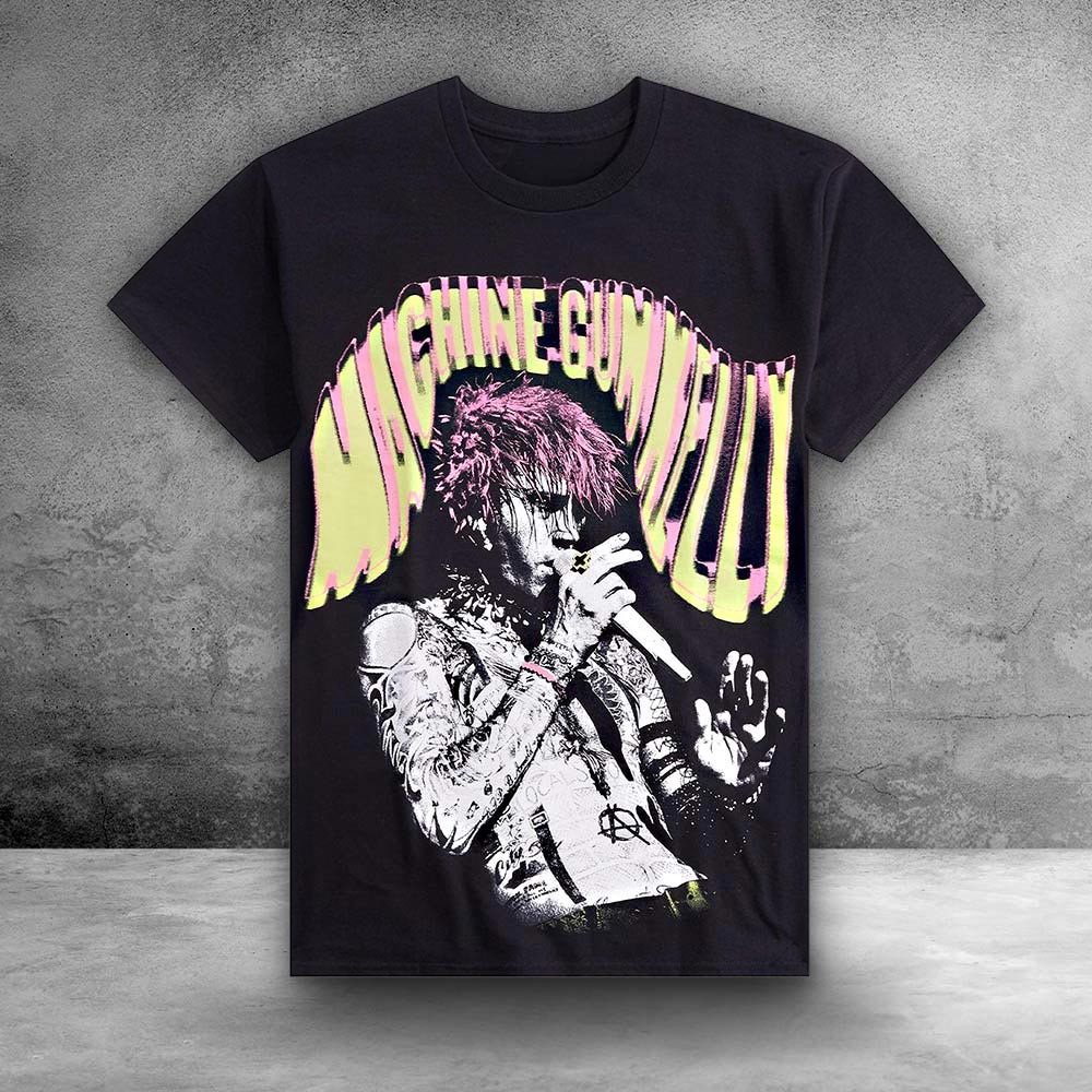 Machine Gun Kelly Pink Hair Portrait T-Shirt Thoughtful Rock Music Gift For Fans Tour Merch
