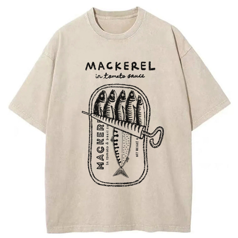 Mackerel In Tomato Sauce Washed T-Shirt Soft Comfortable Daily T Shirt Gifts For Friends
