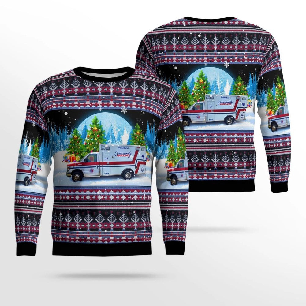 Macon Georgia Community Ambulance AOP Ugly Sweater Christmas Unisex Sweaters Gift For Christmas