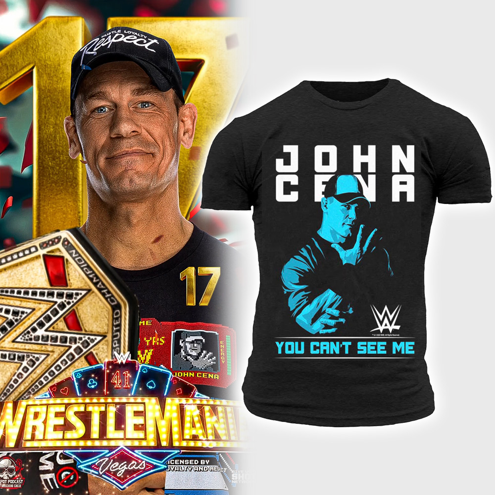 Mad Engine Black John Cena You Can't See Me Graphic T-Shirt John Cena Wrestlemania Shirt
