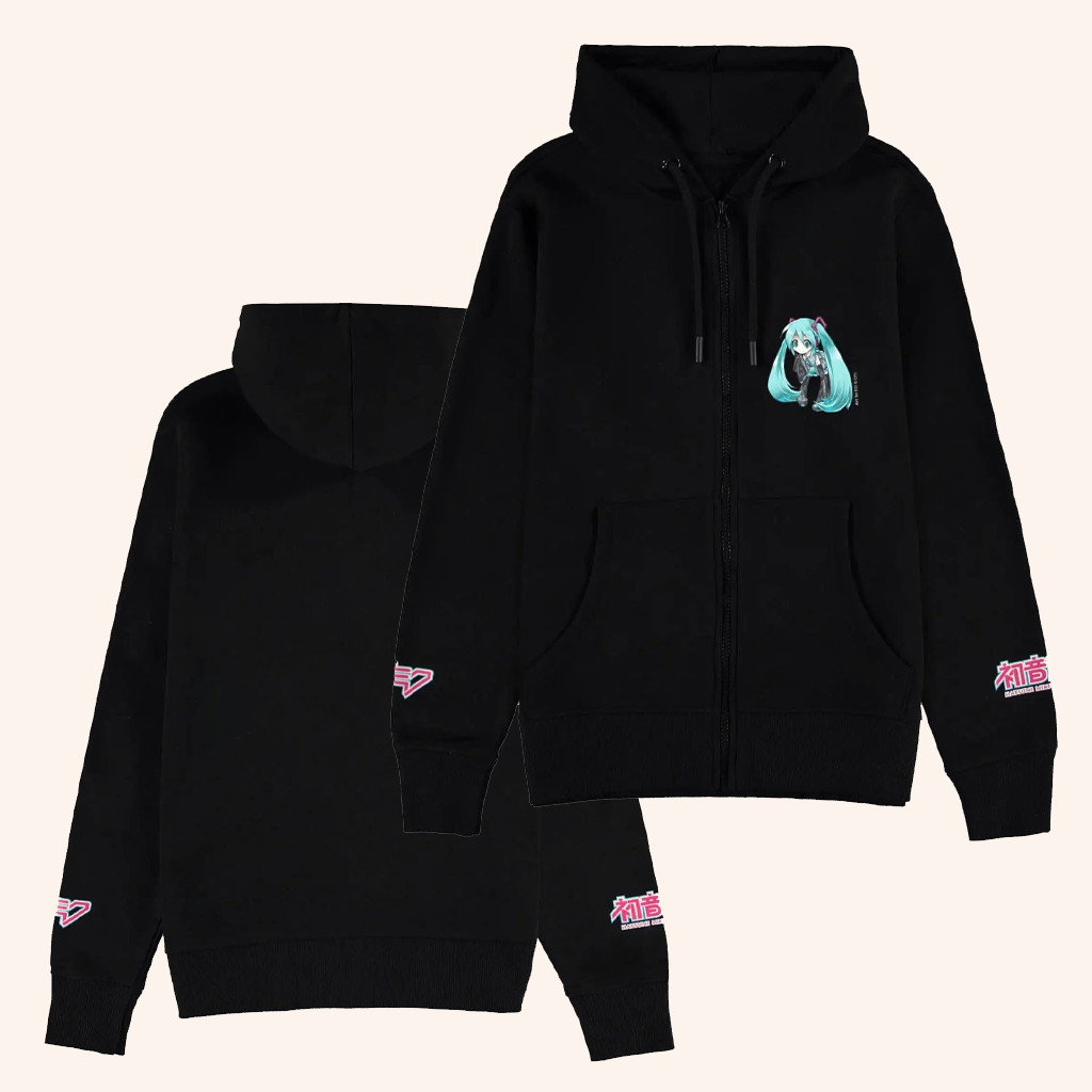 Madame Chocolat Merch Hatsune Miku Logo In Black Zip Hoodie Gifts For Daughter Madame Chocolat Merch Hatsune Miku Logo In Black Zip Hoodie Gifts For Daughter