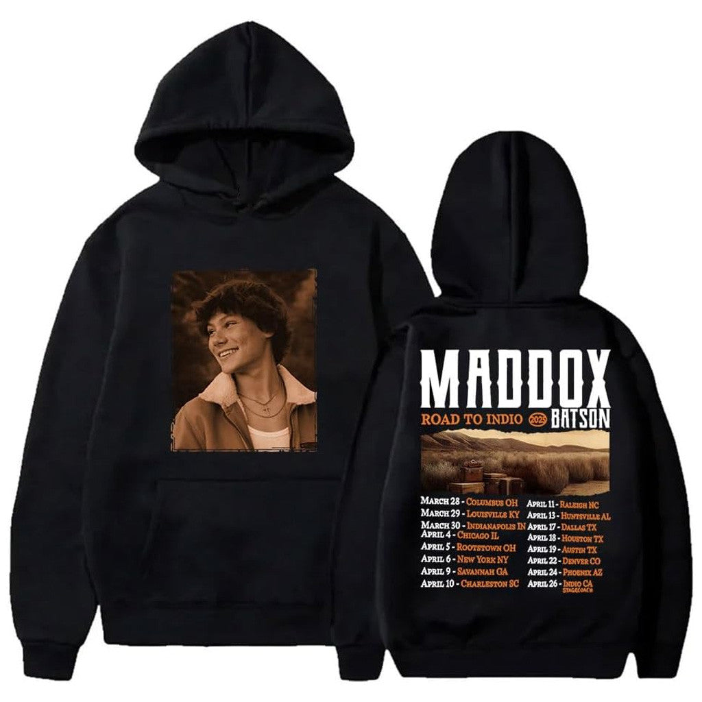 Maddox Batson Merch Tour Road To Indio Hoodie Black Gifts For Fans Maddox Batson Merch Tour Road To Indio Hoodie Black Gifts For Fans