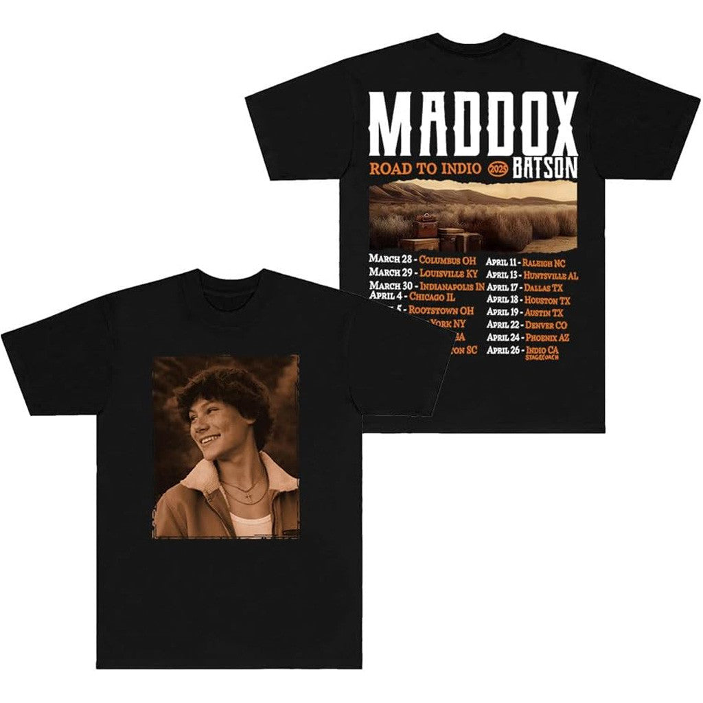 Maddox Batson Merch Tour Road To Indio T-Shirt Black Gifts For Fans Maddox Batson Merch Tour Road To Indio T-Shirt Black Gifts For Fans