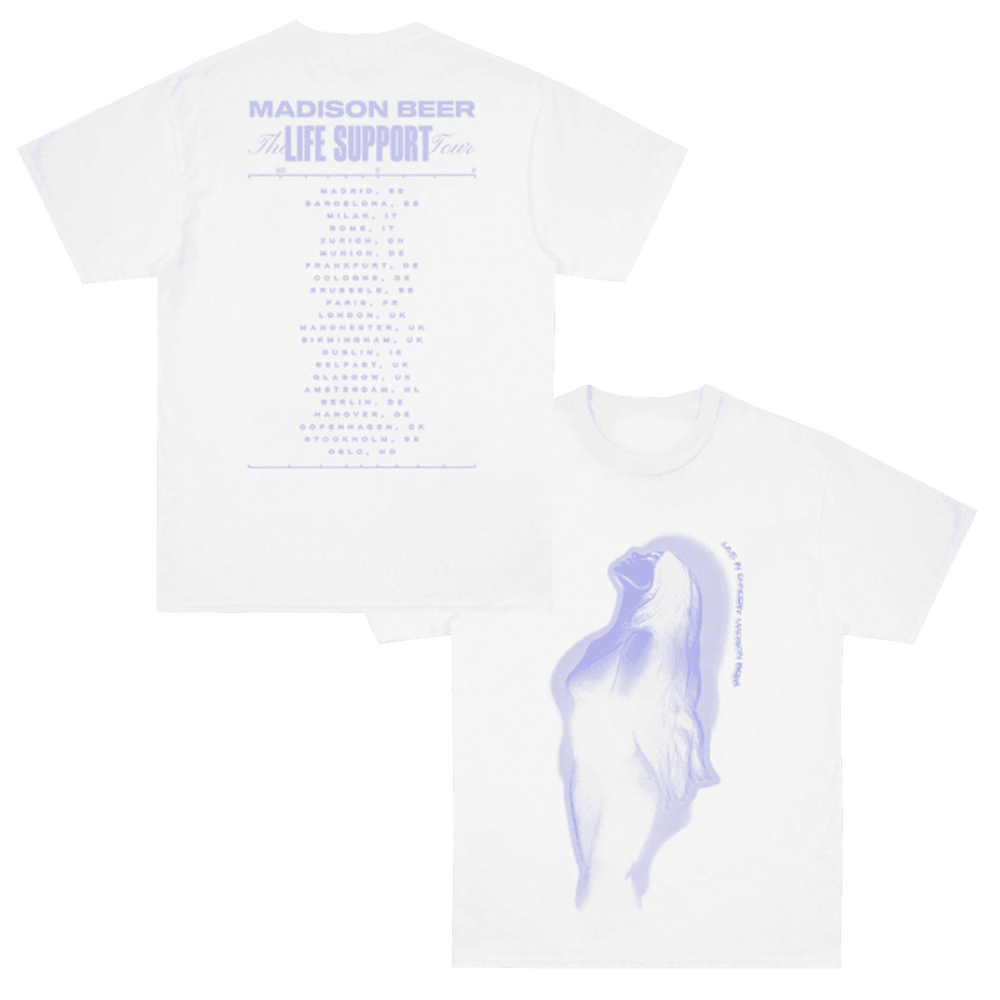 Madison Beer Merch Life Support Tour US Silhouette White T-Shirt Music Fans Gifts Madison Beer Merch Life Support Tour US Silhouette White T-Shirt Music Fans Gifts