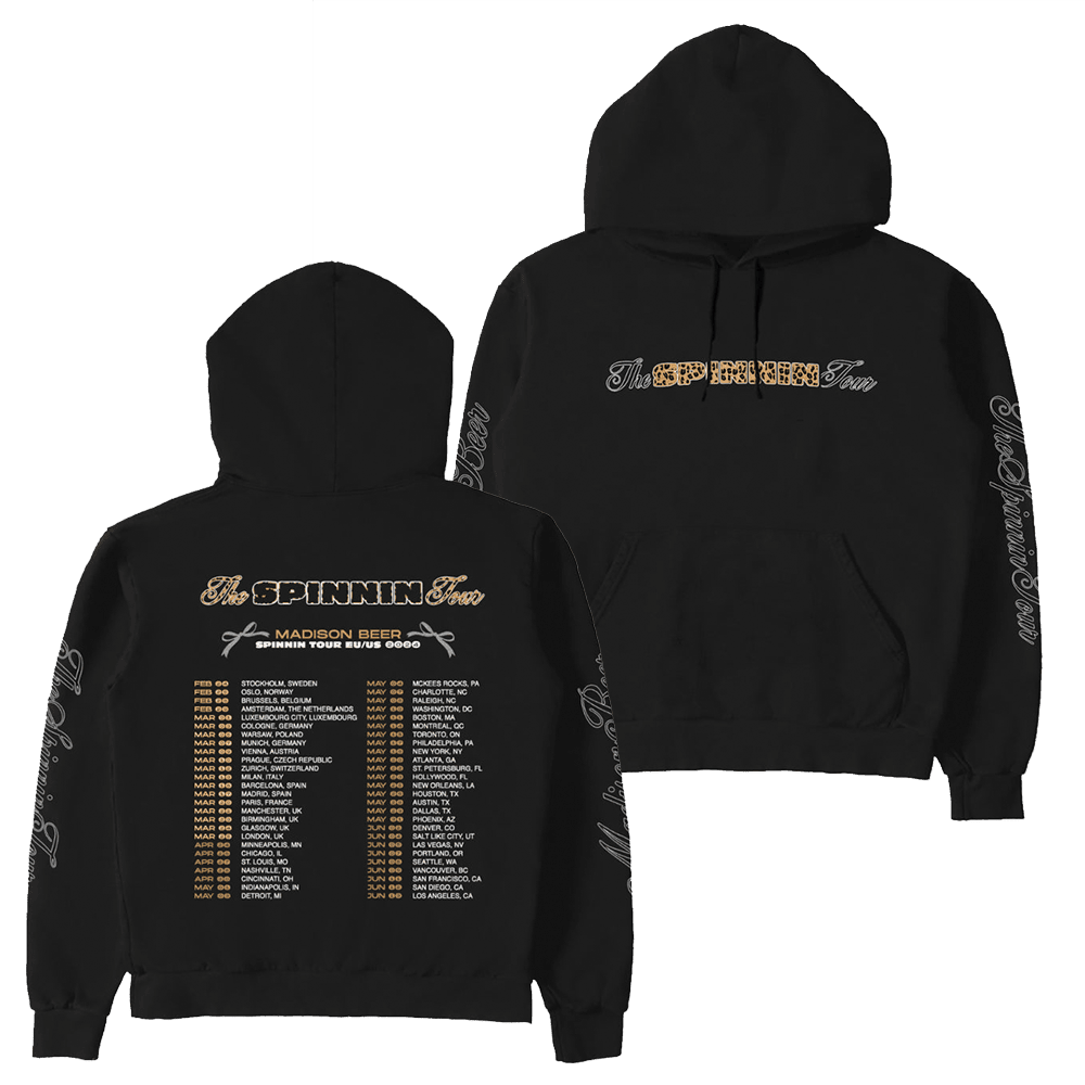 Madison Beer Merch Spinnin Tour Cheetah Black Hoodie Music Lovers Fans Gifts
