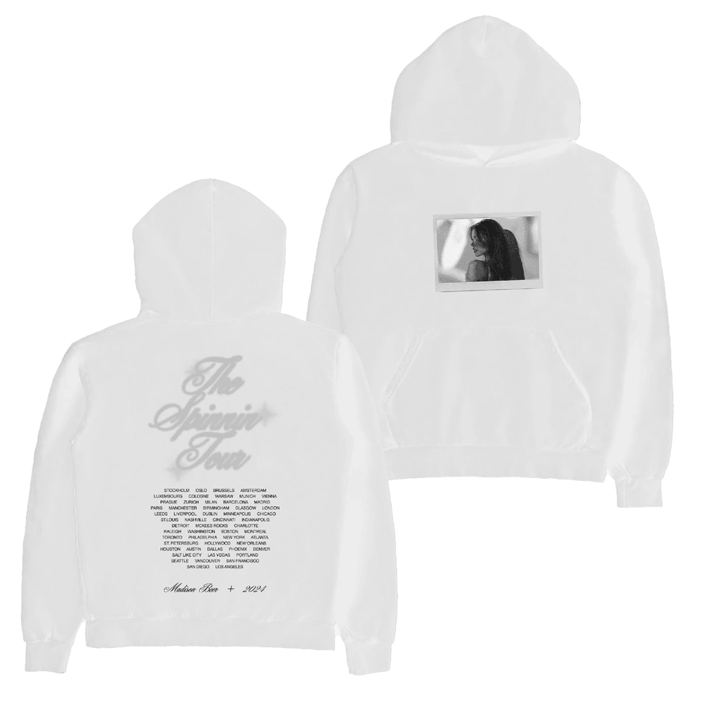 Madison Beer Merch Spinnin Tour White Polaroid Hoodie Music Fans Gifts Madison Beer Merch Spinnin Tour White Polaroid Hoodie Music Fans Gifts