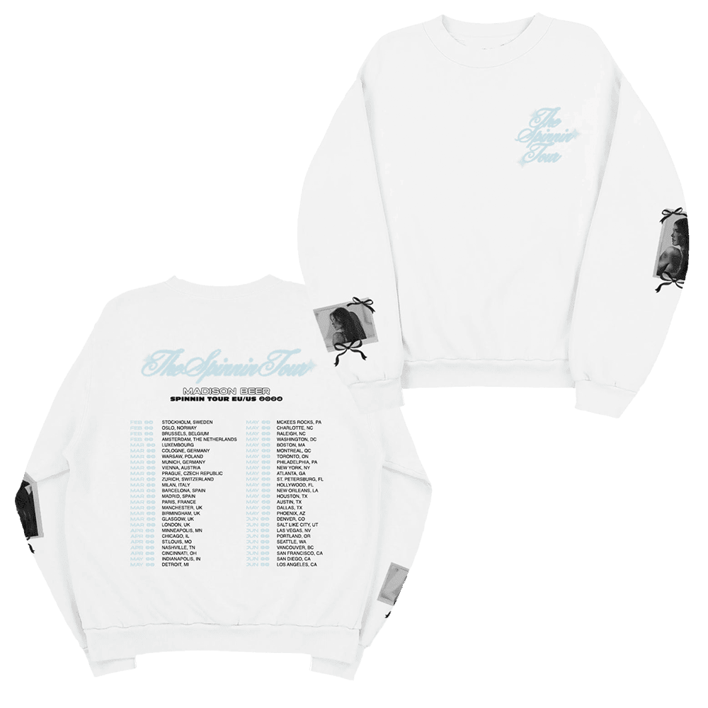 Madison Beer Merch Spinnin Tour White Polaroid Sweatshirt Music Fans Gifts Madison Beer Merch Spinnin Tour White Polaroid Sweatshirt Music Fans Gifts