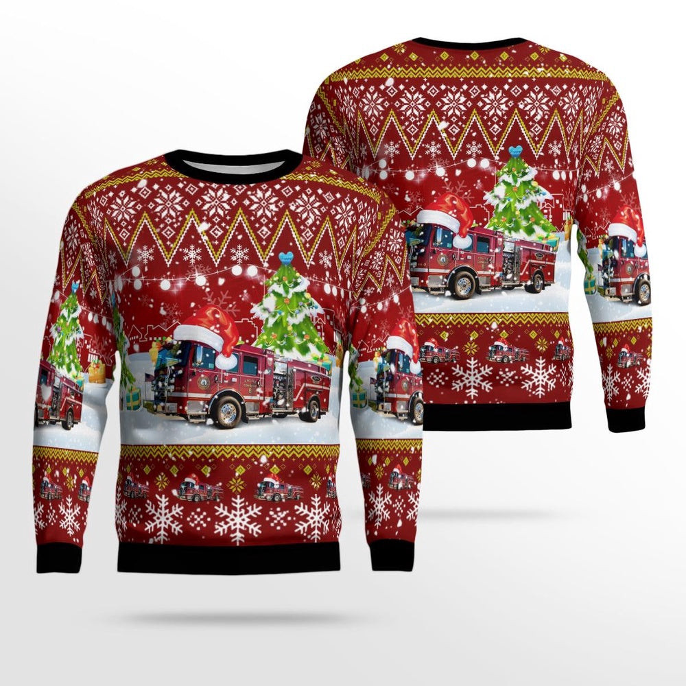 Madison Wisconsin City of Madison Fire Department AOP Ugly Sweater Christmas Unisex Sweaters Gift For Christmas