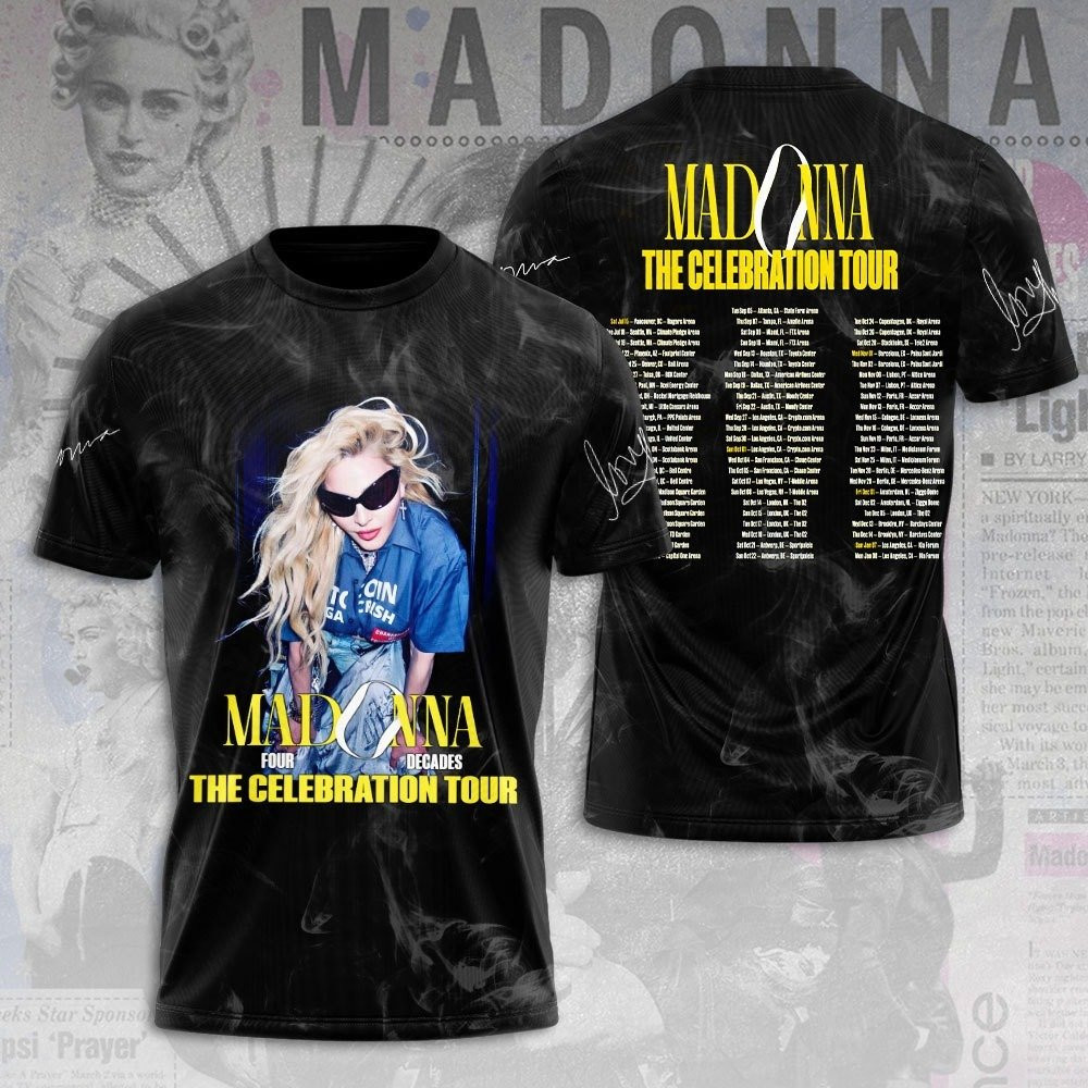 Madonna Four Decades The Celebration Tour Black T-Shirt Gifts For Dad
