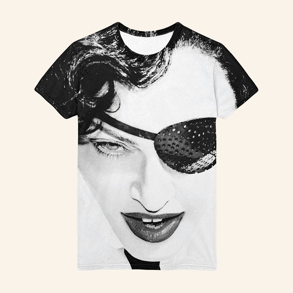 Madonna Merch AOP Eyepatch T-Shirt Unique Christmas Gifts For Him Madonna Merch AOP Eyepatch T-Shirt Unique Christmas Gifts For Him