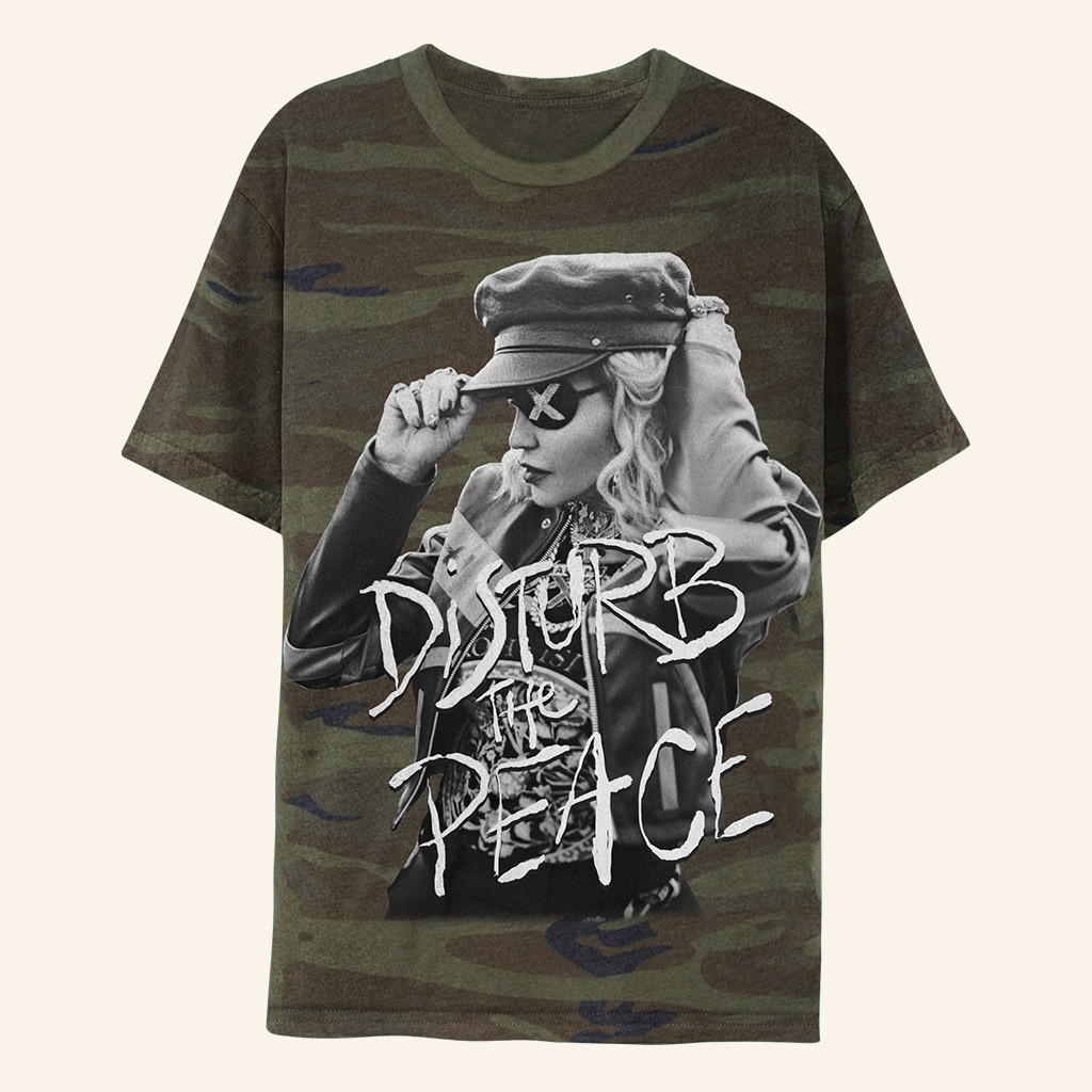 Madonna Merch Disturb The Peace Camo T-Shirt Great Christmas Gifts For Men Madonna Merch Disturb The Peace Camo T-Shirt Great Christmas Gifts For Men