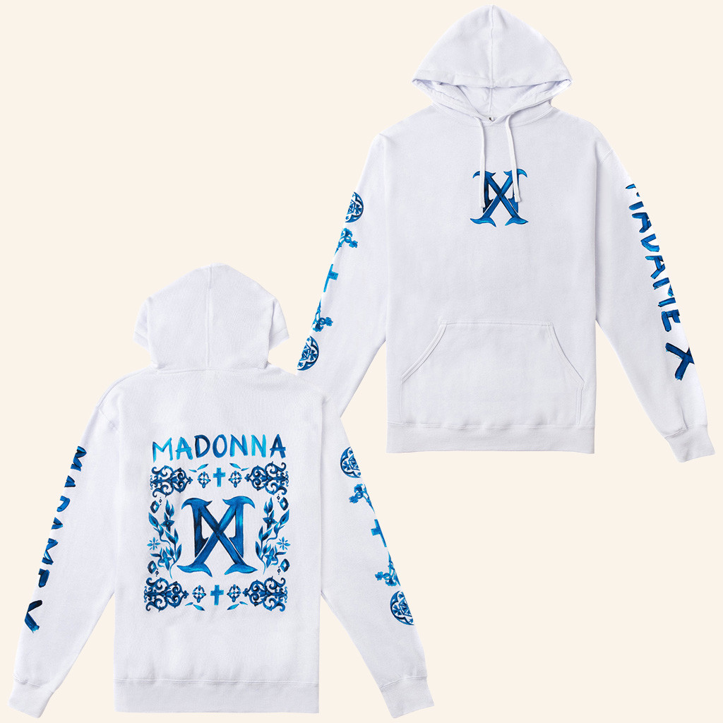 Madonna Merch MX Logo White Hoodie Christmas Gift Ideas For Boyfriend Madonna Merch MX Logo White Hoodie Christmas Gift Ideas For Boyfriend