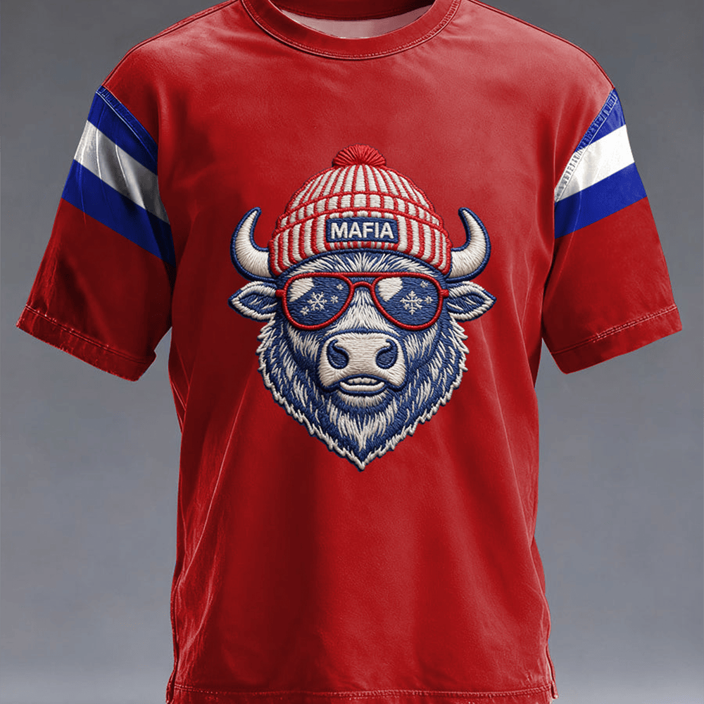 Mafia Cow Design Football T-Shirt Buffalo Bills Clothes Game Day Gift For Him
