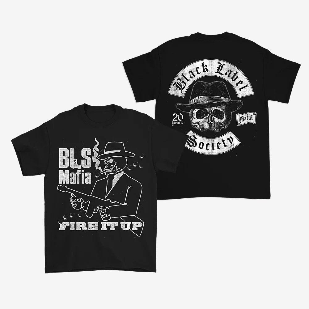 Mafia Fire It Up Tee Shirt Skull Pattern Black Label Society Shirt Fan Merch